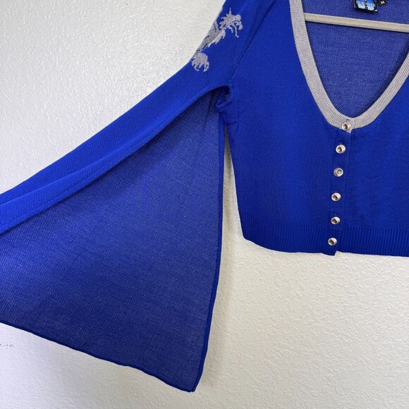 Elhoffer Design Sweater Womens Medium Griffin Cape Cardigan Costume Cosplay Blue - Picture 8 of 13